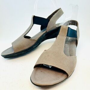 Mephisto Olive Gray Nubuck Petrea Slingback Wedge Sandals size EU 40 US 10